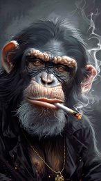 Hilarious Monkey Smoking Joint Mobile Background