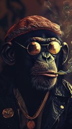 Whimsical Monkey Smoking Cigar Phone Wallpaper