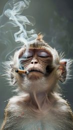 Funny Monkey Smoking Digital Art Phone Wallpaper