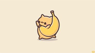 Kawaii Banana Cat 4K Desktop Wallpaper