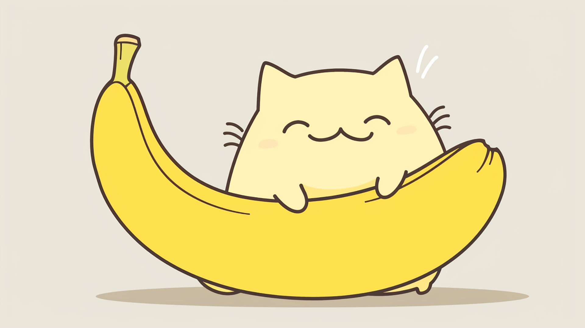 Lovely Kawaii Banana Cat Wallpaper