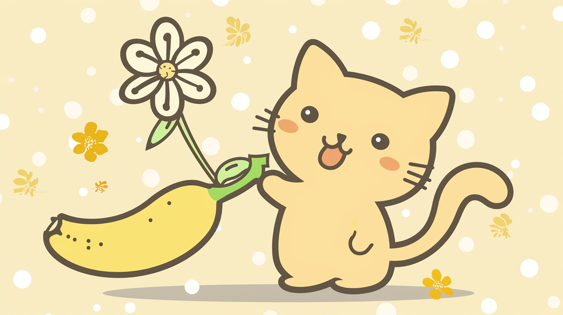 Adorable Kawaii Banana Cat Background