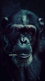 iPhone Monkey Smoking a Joint Art Wallpaper