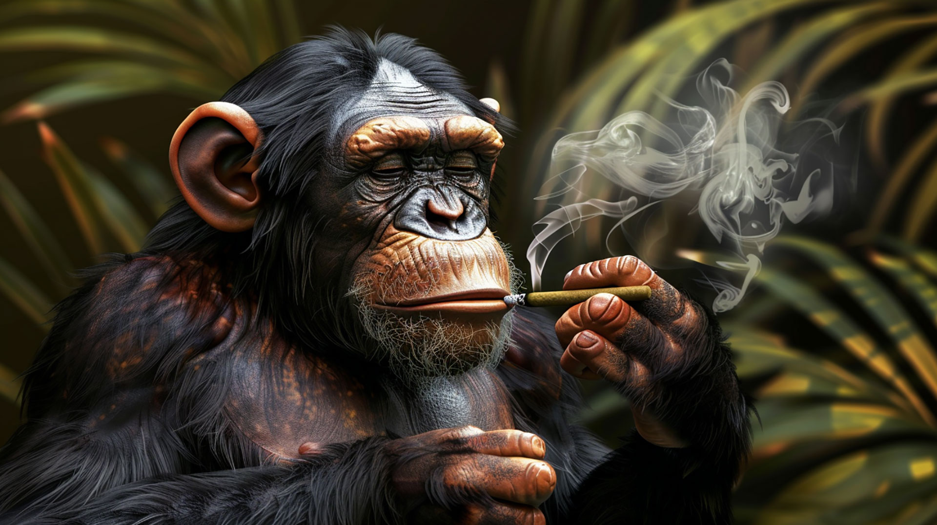 HD AI Picture of Monkey Smoking a Joint for Desktop