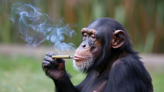 High-Resolution AI Monkey Smoking a Joint Wallpaper