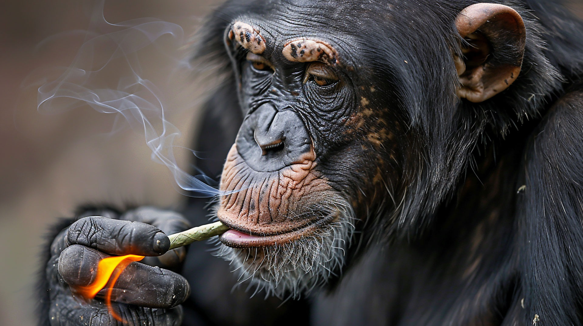 AI Monkey Smoking a Joint HD Picture