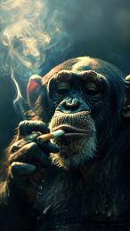 Monkey Smoking Cigarette Mobile Wallpaper