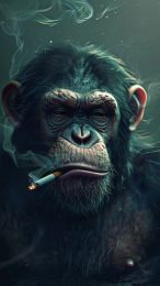 Monkey with Cigarette Phone Wallpaper