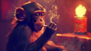 AI-Enhanced Monkey Smoking Cigarette 4K Wallpaper