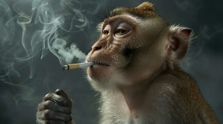 Free 4K Wallpaper: AI Monkey Smoking