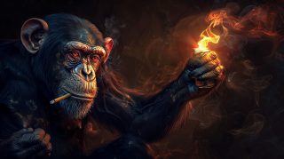 Monkey Smoking: AI-Generated HD Desktop Image