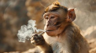 AI-Generated Monkeys Smoking and Drinking 4K Wallpaper