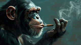 Free Ultra HD Smoking Monkey AI Wallpaper