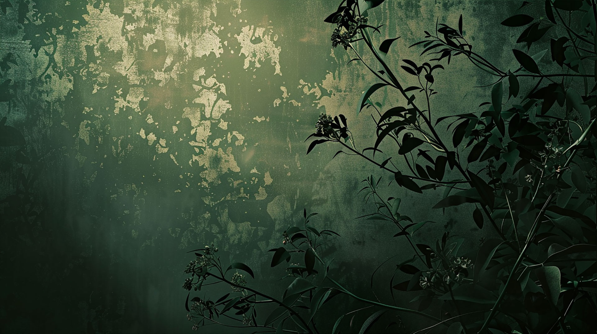 Dark Green Vintage Art Wallpaper