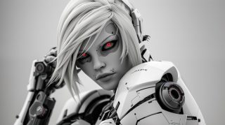 Stunning AI Wallpaper for Desktop: Cyborg Beauty in 4K