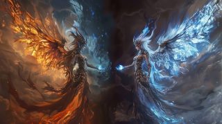 Captivating 16:9 Angel and Demon HD Wallpaper