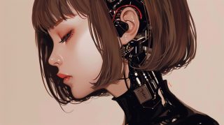 High-Resolution AI Wallpaper: Anime Cyborg Desktop Beauty