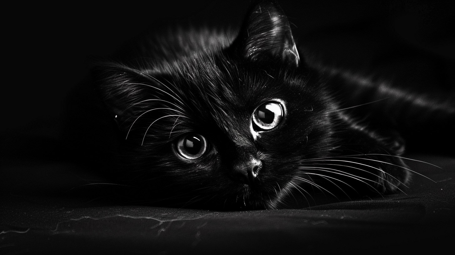 Stunning 16:9 Digital Background of a Black Cat