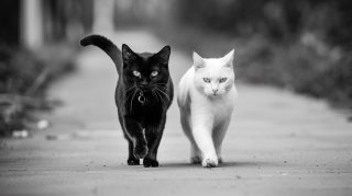 Ultra HD Black and White Cat Desktop Background