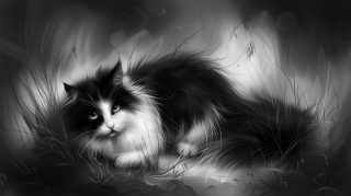 Digital Backgrounds: Black and White Cat Images