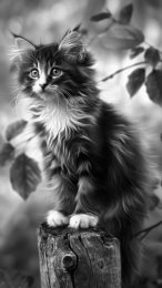 Stunning Black and White Cat Cartoon Mobile Wallpaper HD