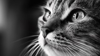 AI Generated Black and White Cat Desktop Background