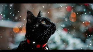 Stunning 8K Black Cat Christmas Desktop Wallpapers