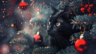 Free 4K Black Cat Christmas Wallpaper for PC