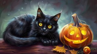 Stunning 4K Halloween Black Cat Wallpaper for Free