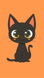 Customizable Mobile Background Featuring Cartoon Black Cat