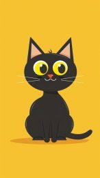 Whimsical Cartoon Black Cat Background for Vivo Smartphones