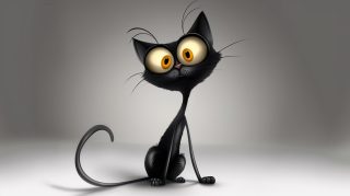 AI Wallpaper: Cartoon Black Cat in 4K Resolution