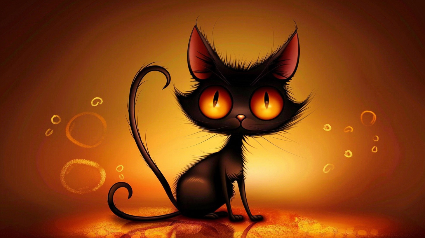 Best Free Wallpaper for Desktop: Cartoon Black Cat Art