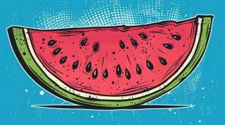 Cheerful Digital Background: Cartoon Watermelon Slice Download