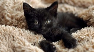 AI Wallpaper: Cute Black Cat Digital Background