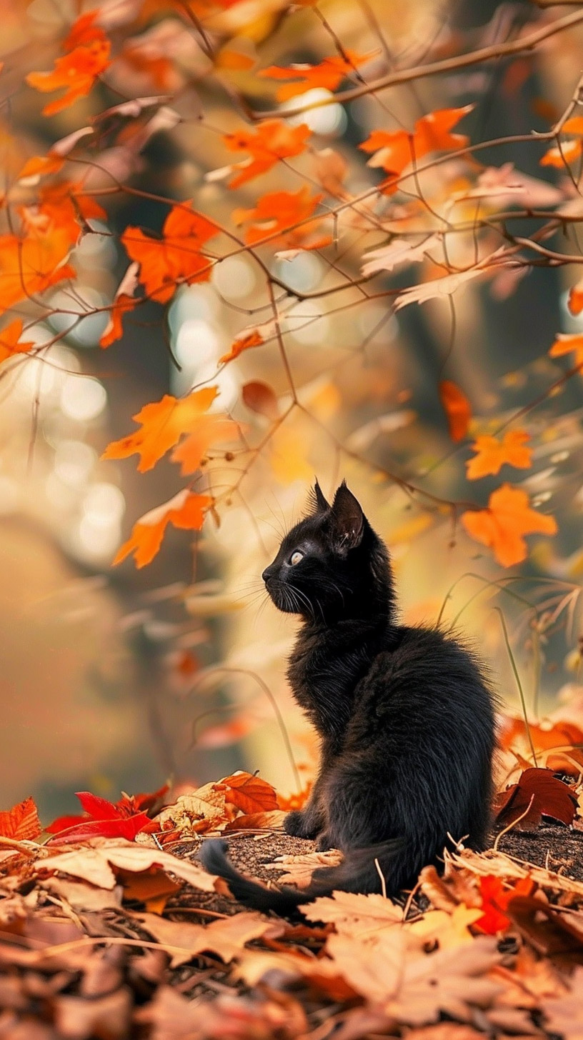 Free Digital Background of Adorable Black Cats