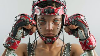 Digital Background of Powerful Female MMA Cyborgs