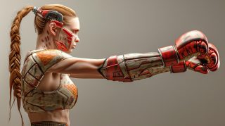 Stunning 4k Digital Background of Cyborg MMA Fighter