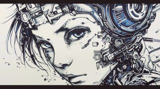 Stock Photos: Female Cyborg Drawing HD Wallpapers