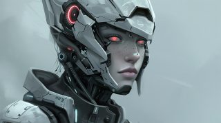 Digital Background: Female Cyborg Drawing for Desktop Background