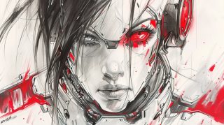 Stunning 4K Female Cyborg Drawing HD Wallpaper