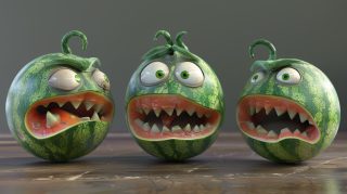 Colorful Cartoon Watermelon Character: Free HD Wallpaper