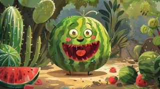 Refreshing Watermelon Cartoon HD Wallpaper for Warm Days