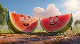 Stylish Watermelon Cartoon Digital Background for Every Computer